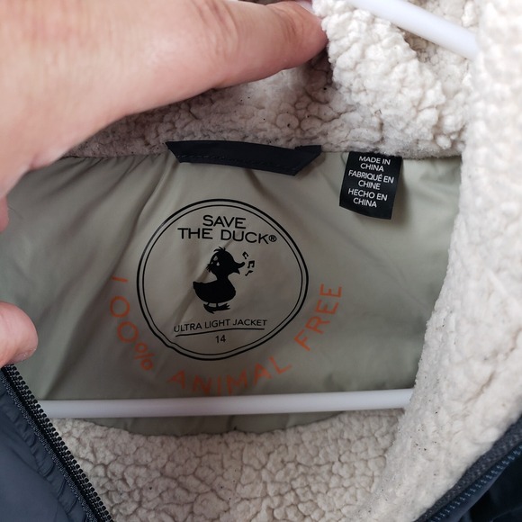 Save The Duck Ultra Light Puffer Jacket Youth 14 Navy Blue Pockets Full Zip - Picture 6 of 8